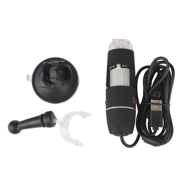 Microscope numérique USB 2 en 1 avec grossissement 1600X, capteur d'image HD 0,3MP, 8 LED et support professionnel, 1600X