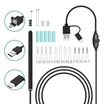 i95 Endoscope USB 3 en 1 pour oreilles, caméra d'inspection HD 0.3MP, curette visuelle pour téléphones OTG Android, PC et MacBook, câble de 1,75 m, 3 en 1 blanc 0.3MP