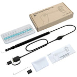 i95 Endoscope USB 3 en 1 pour oreilles, caméra d'inspection HD 0.3MP, curette visuelle pour téléphones OTG Android, PC et MacBook, câble de 1,75 m, 3 en 1 blanc 0.3MP