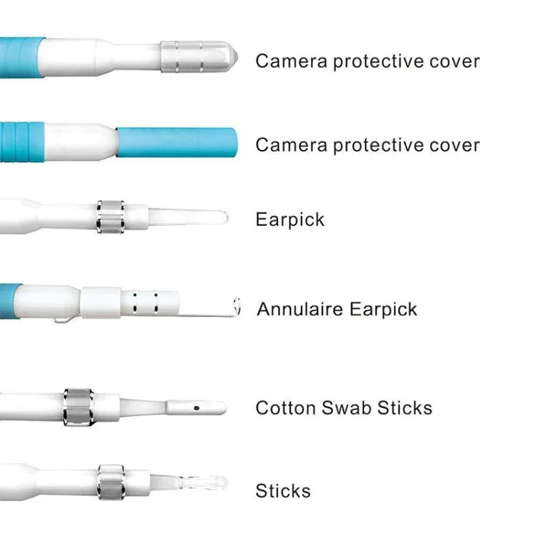 i95 Endoscope USB 3 en 1 pour oreilles, caméra d'inspection HD 0.3MP, curette visuelle pour téléphones OTG Android, PC et MacBook, câble de 1,75 m, 3 en 1 blanc 0.3MP