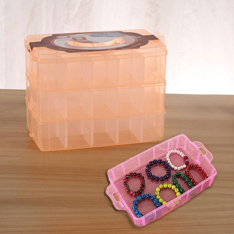 Grande Boîte de Rangement à Trois Couches 36 Emplacements Grande Boîte en Plastique pour Accessoires Artisanaux Barbes Bijoux Organisateur Domestique