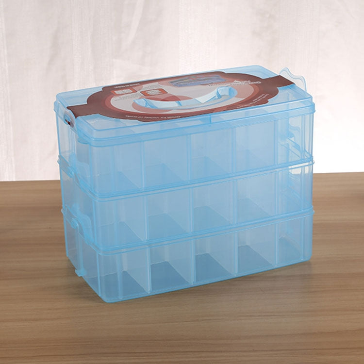 Grande Boîte de Rangement à Trois Couches 36 Emplacements Grande Boîte en Plastique pour Accessoires Artisanaux Barbes Bijoux Organisateur Domestique