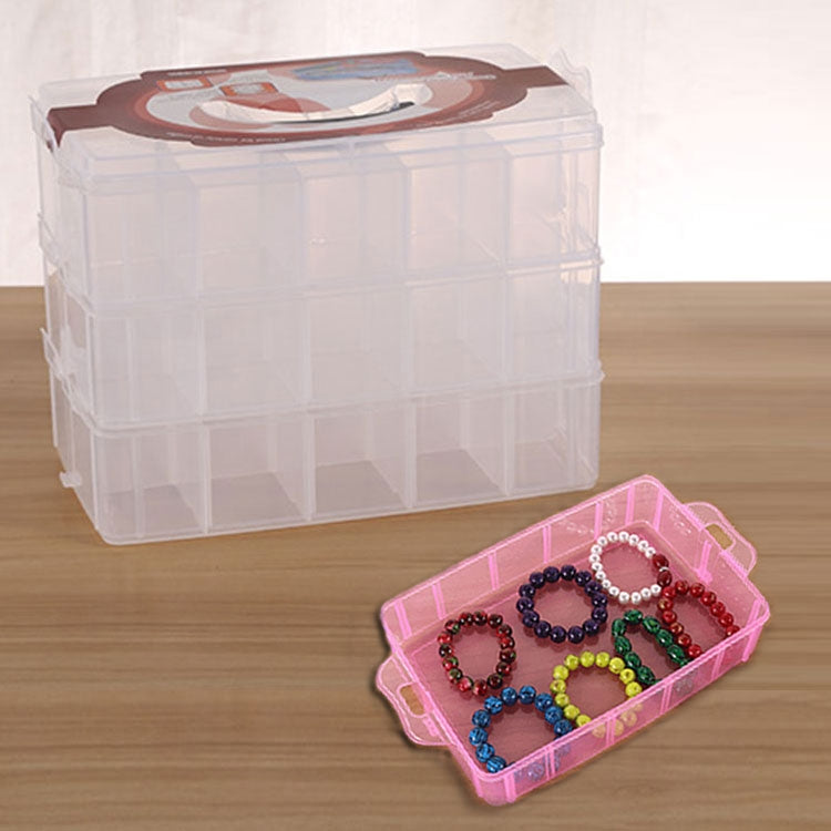 Grande Boîte de Rangement à Trois Couches 36 Emplacements Grande Boîte en Plastique pour Accessoires Artisanaux Barbes Bijoux Organisateur Domestique