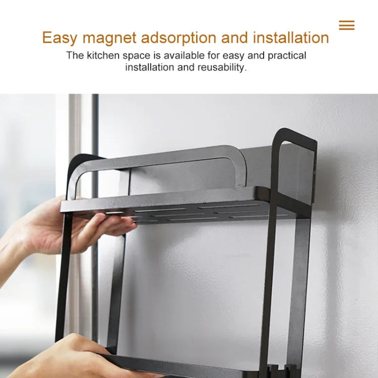 Support de rangement magnétique double couche pour réfrigérateur de cuisine, Double couche