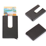 Porte-cartes de crédit et pince à billets en fibre de carbone, couleur unie, antimagnétique, taille : 10*6,6 cm
