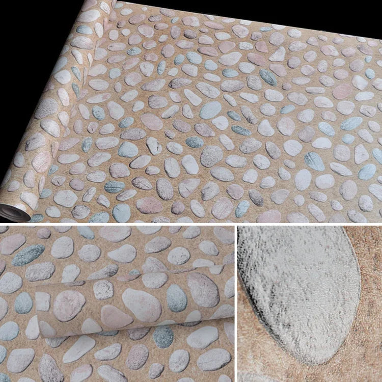 Papier peint autocollant décoratif en briques de pierre 3D Cobblestone Creative pour chambre et salon, papier peint mural étanche, rouleau, taille : 45 x 1000cm, Cobblestone