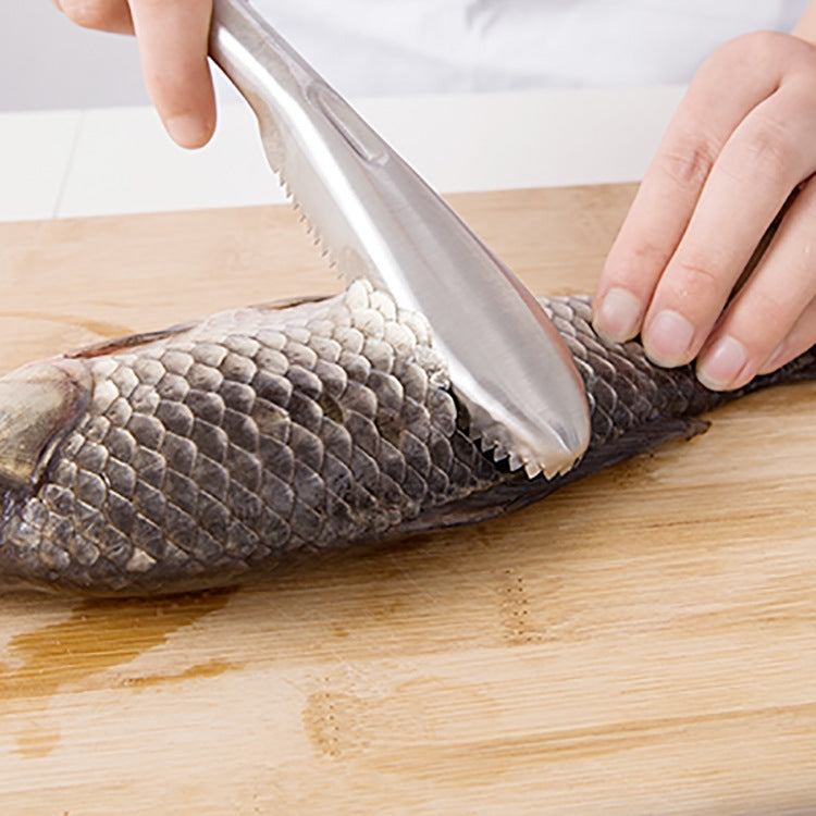 Écailleur à poisson bidirectionnel en acier inoxydable Kitchen Essential, couteau de rabotage pour écailles de poisson, 22,5x3cm