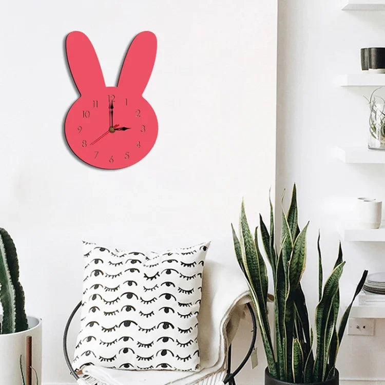 Horloge murale décorative créative pour salon motif lapin