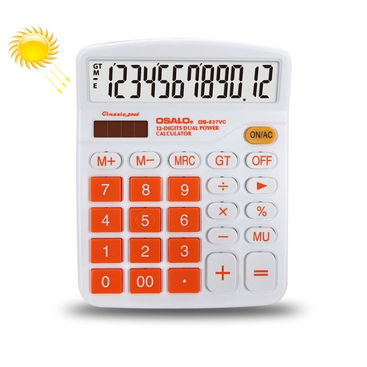 Calculatrice de bureau colorée OSALO OS-837VC 12 chiffres, double alimentation solaire