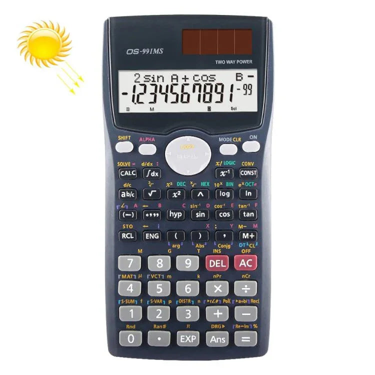 Calculatrice scientifique multifonction OSALO OS-991MS à affichage double ligne 10+2 chiffres, calculatrice solaire à double alimentation, OS-991MS