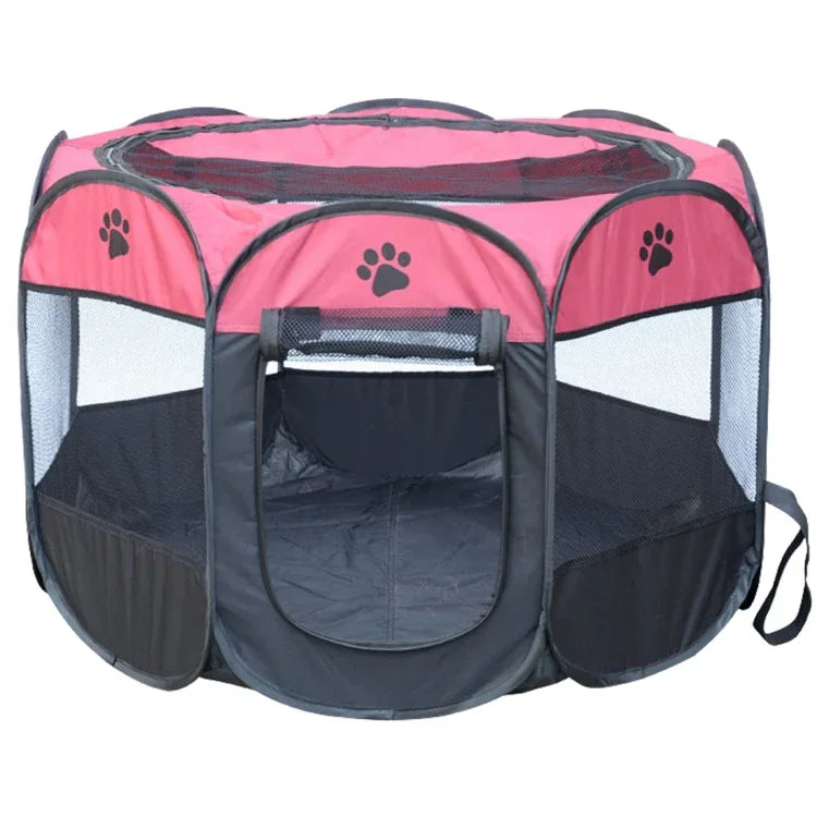 Tente pour chien pliable octogonale en tissu Oxford imperméable, clôture extérieure pour animaux de compagnie, M, Taille : 91 x 91 x 58cm, Taille : M (Jaune), Taille : M (Rouge), Taille : M (Magenta), Taille : M (Bleu), Taille : M (Café)