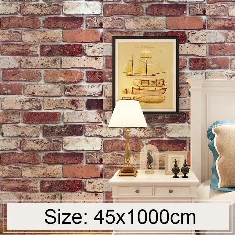 Papier peint autocollant décoratif créatif en brique nuage 3D, décoration murale étanche pour chambre et salon, rouleau de papier peint, taille : 45 x 1000 cm, brique nuage