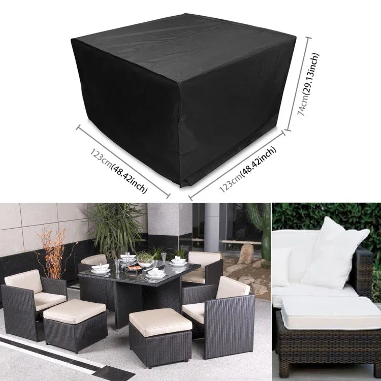 Housse de protection anti-UV, imperméable et anti-poussière en tissu Oxford 210D pour table pliante et chaises de jardin, taille : 123*123*74cm (Noir), taille : 123*123*74cm