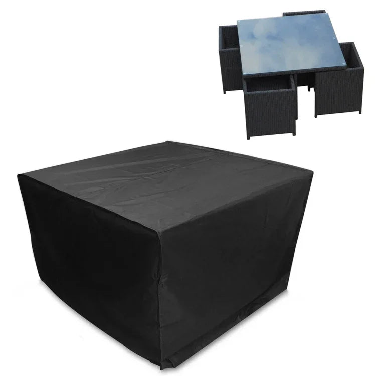 Housse de protection pour table et chaises pliantes en tissu Oxford 210D, étanche, anti-UV, anti-poussière, pour ensemble de meubles de jardin, taille : 126*126*74cm (Noir), taille : 126*126*74cm