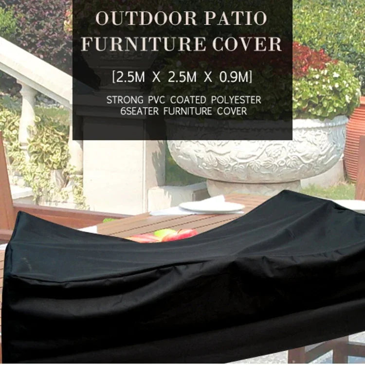 Housse de protection anti-UV, étanche et anti-poussière en tissu Oxford 210D pour table pliante et chaises, housse de protection pour mobilier d'extérieur, taille : 250*250*90cm (Noir), taille : 250*250*90cm