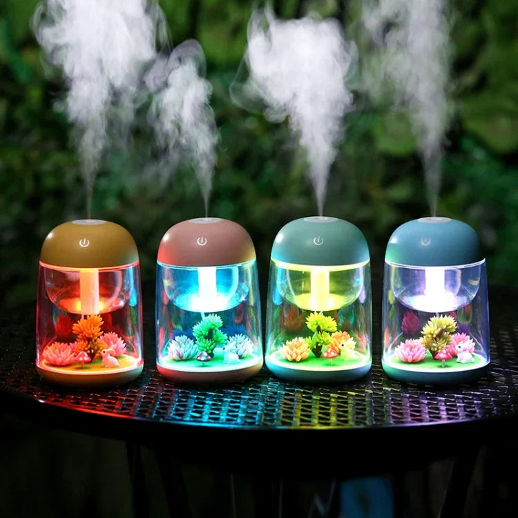 Imycoo WT602 Humidificateur d'air portable mini-design paysage micro 2W avec charge USB et lumière LED colorée, Capacité du réservoir d'eau : 180ml, DC 5V