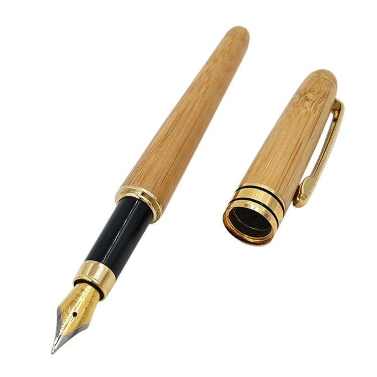 Stylo plume à piston transparent en bambou avec plume extra fine pour le bureau/l'école