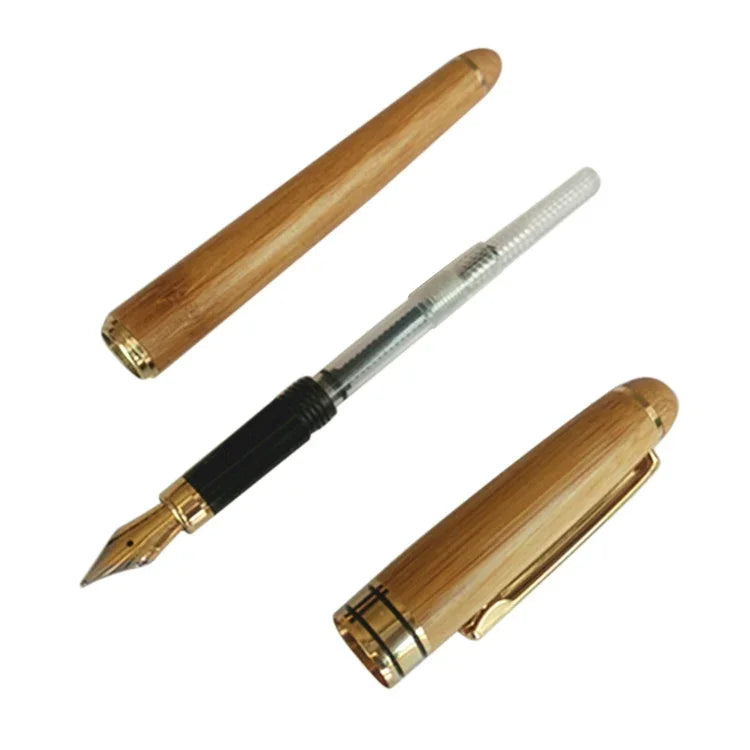 Stylo plume à piston transparent en bambou avec plume extra fine pour le bureau/l'école