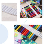 Trousse à Stylos 48 Emplacements Imprimé Ciel Étoilé Toile Enroulable Trousse à Crayons Pochette Papeterie, 48 Emplacements