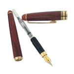 Stylo Plume à Piston Transparent en Bois Pointe Extra Fine 0,7mm pour le Bureau Scolaire