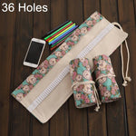 Trousse à stylo en toile imprimé horloge rose 36 emplacements, trousse à crayons roulante, pochette de papeterie, 36 emplacements