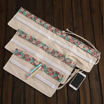 Trousse à stylo en toile imprimé horloge rose 36 emplacements, trousse à crayons roulante, pochette de papeterie, 36 emplacements
