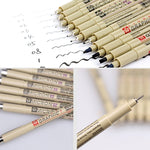 2 stylos à pointe fine Archival Pigment Ink Drawing Fineliner Pen, Manga Micron, 0,5 mm, 0,25 mm, 0,3 mm, 0,35 mm, 0,45 mm