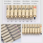2 stylos à pointe fine Archival Pigment Ink Drawing Fineliner Pen, Manga Micron, 0,5 mm, 0,25 mm, 0,3 mm, 0,35 mm, 0,45 mm