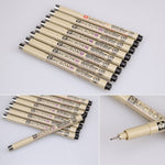 2 stylos à pointe fine Archival Pigment Ink Drawing Fineliner Pen, Manga Micron, 0,5 mm, 0,25 mm, 0,3 mm, 0,35 mm, 0,45 mm
