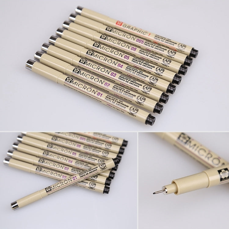 2 stylos à pointe fine Archival Pigment Ink Drawing Fineliner Pen, Manga Micron, 0,5 mm, 0,25 mm, 0,3 mm, 0,35 mm, 0,45 mm