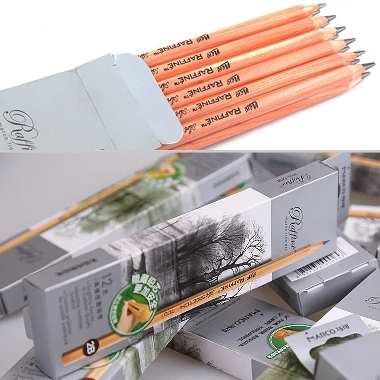 Crayons à papier 2B en bois pré-taillés pour le dessin, l'écriture et l'esquisse, 12 pièces