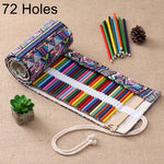 Trousse à crayons imprimée ethnique 72 emplacements, toile, pochette à crayons enroulable, 72 emplacements