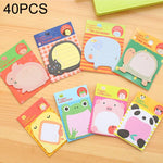 40 PCS bloc-notes autocollants en forme d'animaux dessin animé, notes adhésives N fois, marque-page, fournitures scolaires et de bureau, style aléatoire, bloc-notes adhésif