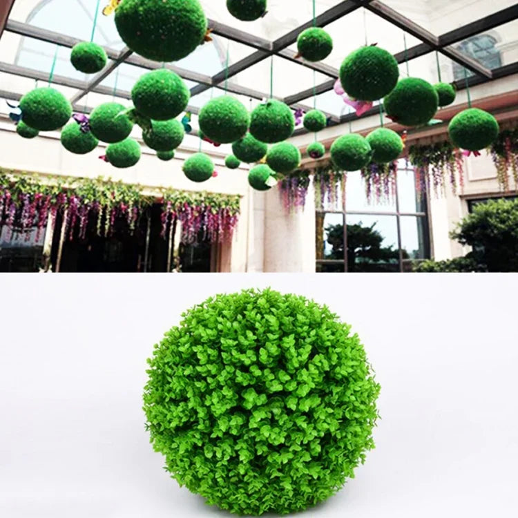 Boule topiaire plante artificielle d'eucalyptus vert Décoration suspendue pour mariage événement maison extérieur, Diamètre : 13,4 pouces, 13,4 pouces