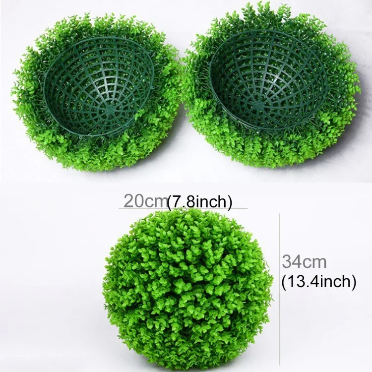Boule topiaire plante artificielle d'eucalyptus vert Décoration suspendue pour mariage événement maison extérieur, Diamètre : 13,4 pouces, 13,4 pouces