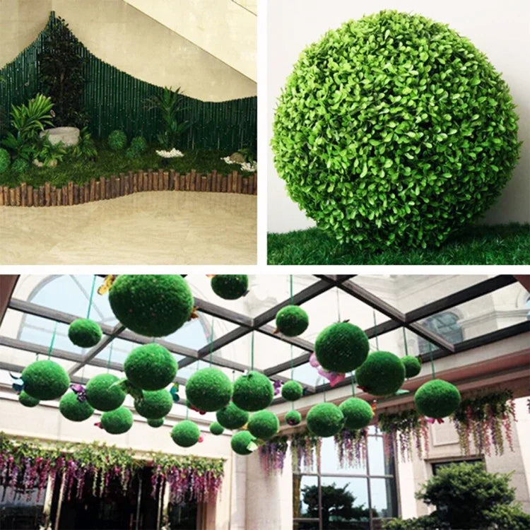 Boule topiaire plante artificielle d'eucalyptus vert Décoration suspendue pour mariage événement maison extérieur, Diamètre : 13,4 pouces, 13,4 pouces