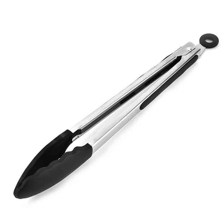 Pince de cuisine antidérapante en silicone pour aliments, pain, barbecue, 30 cm, noir, 30 cm, rouge