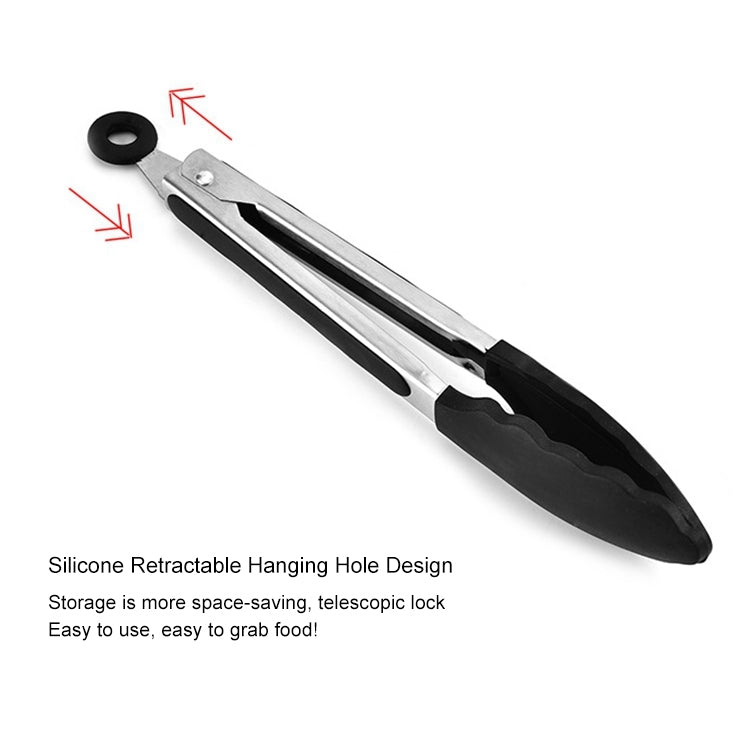 Pince de cuisine antidérapante en silicone pour aliments, pain, barbecue, 30 cm, noir, 30 cm, rouge