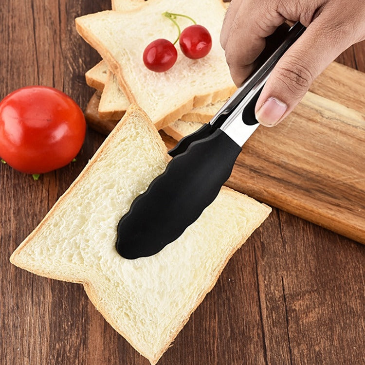 Pince de cuisine antidérapante en silicone pour aliments, pain, barbecue, 30 cm, noir, 30 cm, rouge
