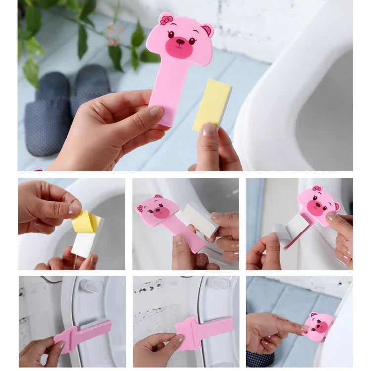 10 PCS Dispositif de couvercle de toilette portable mignon en style dessin animé pratique, livraison style aléatoire, dispositif de couvercle de toilette mignon en dessin animé