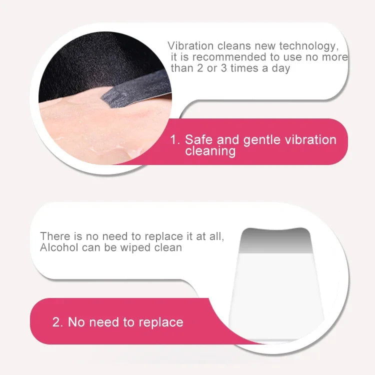 Appareil de Nettoyage Facial par Vibration Ultrasonique 2W, Nettoyeur de Peau Morte, Instrument de Beauté pour le Visage
