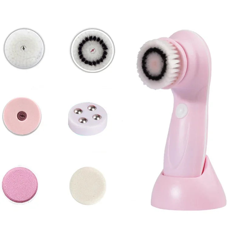 Instrument de Beauté Facial Électronique 1,2W Rechargeable USB, Brosse Nettoyante pour Visage, Pores, Nez, Points Noirs, 6 en 1