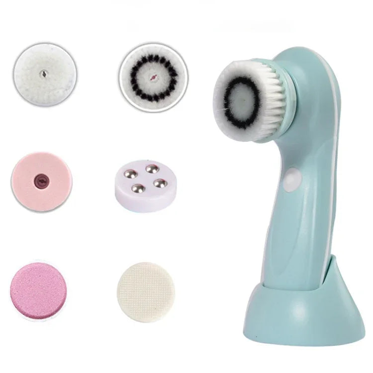 Instrument de Beauté Facial Électronique 1,2W Rechargeable USB, Brosse Nettoyante pour Visage, Pores, Nez, Points Noirs, 6 en 1