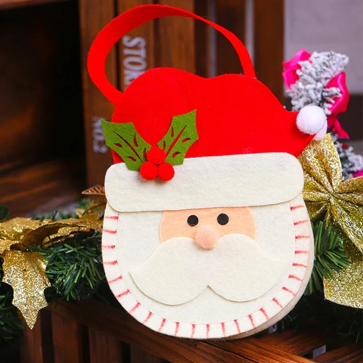 Sac Cadeau de Noël Créatif Style Dessin Animé, Sac à Main en Tissu Non Tissé pour Cadeaux en Forme de Pomme