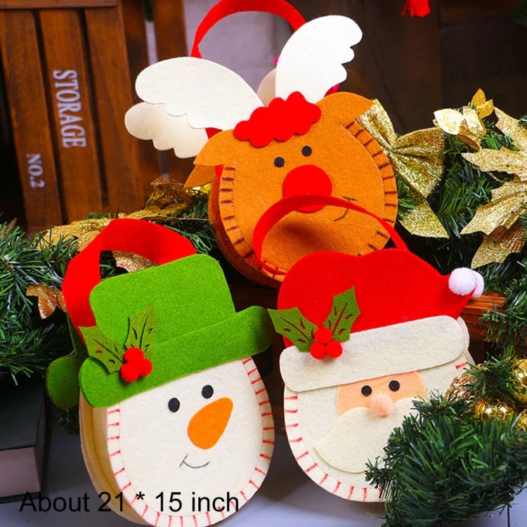 Sac Cadeau de Noël Créatif Style Dessin Animé, Sac à Main en Tissu Non Tissé pour Cadeaux en Forme de Pomme