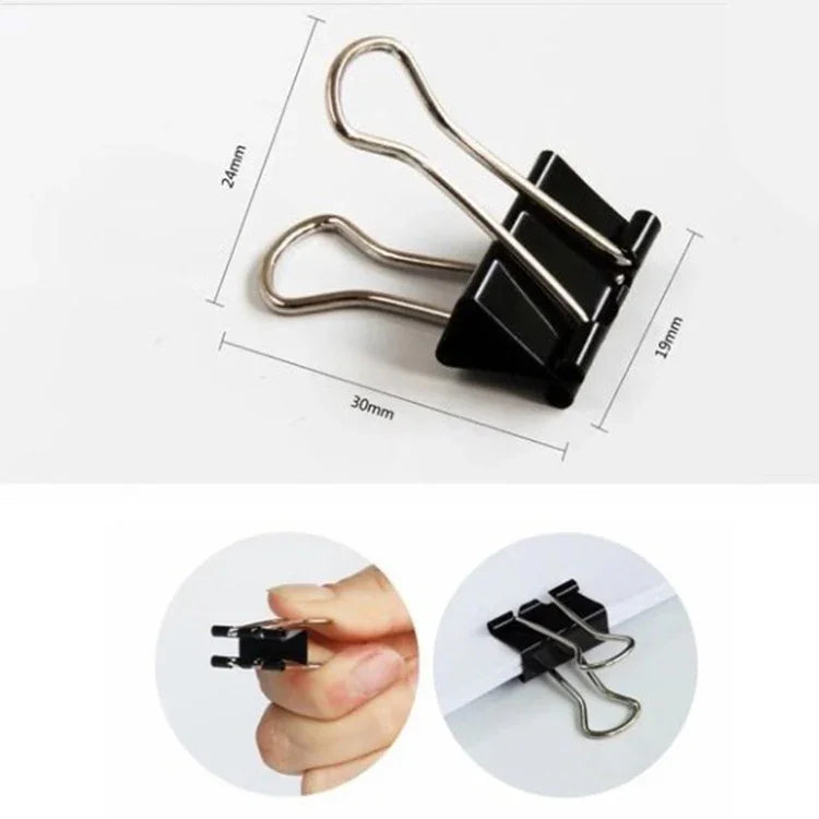100 pièces clips métalliques noirs 19 mm pour notes, papier, bureau, 100 pièces / 19 mm