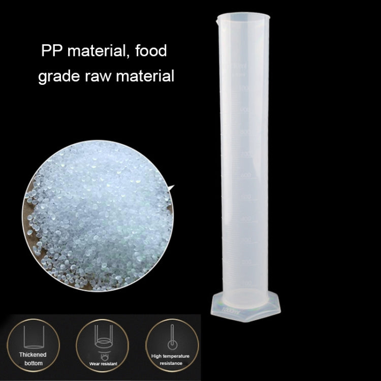 Cylindre gradué en plastique PP avec bec verseur et base hexagonale de 1000 ml, 1000ml