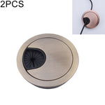 2 PCS Couvercle rond en alliage de zinc pour trou de boîte de bureau d'ordinateur, diamètre du trou : 53mm (Or brillant), 53mm