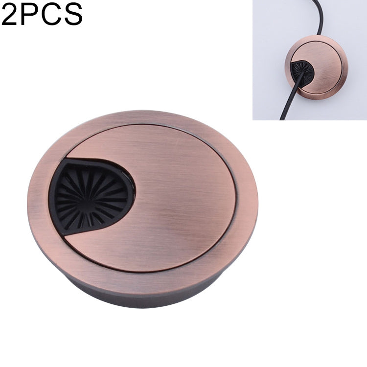 2 PCS Couvercle rond en alliage de zinc pour trou de boîte de bureau d'ordinateur, diamètre du trou : 53mm (Or brillant), 53mm
