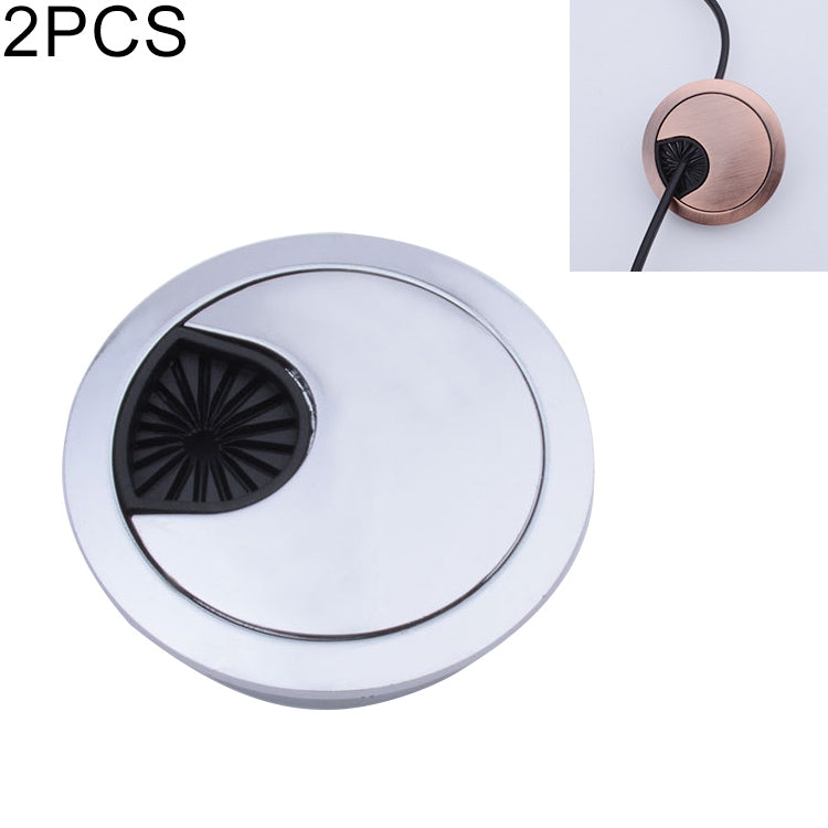 2 PCS Couvercle rond en alliage de zinc pour trou de boîte de bureau d'ordinateur, diamètre du trou : 53mm (Or brillant), 53mm